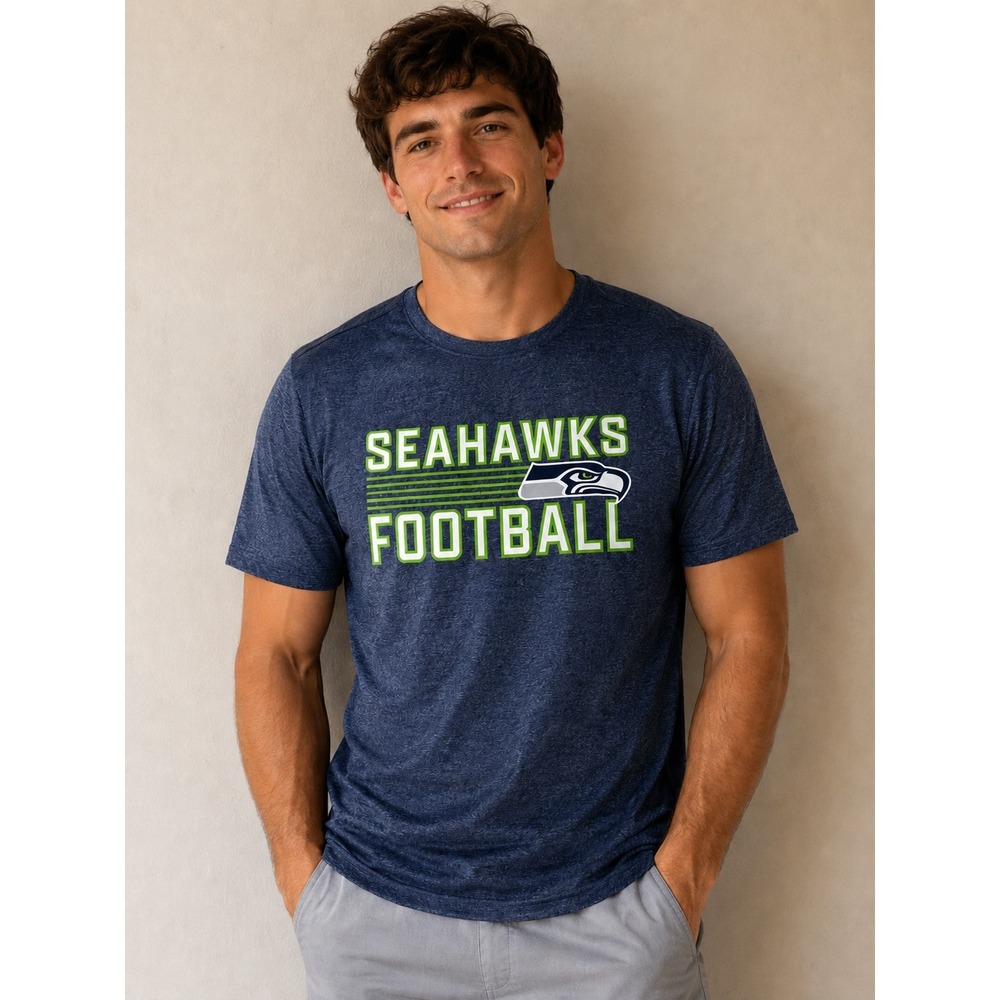 CSA Seattle Seahawks Football T-Shirt Womens Large Blue Heather Graphic Tee L